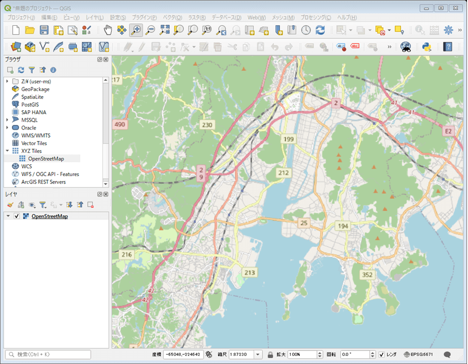 OpenStreetMapを投影座標系で表示する