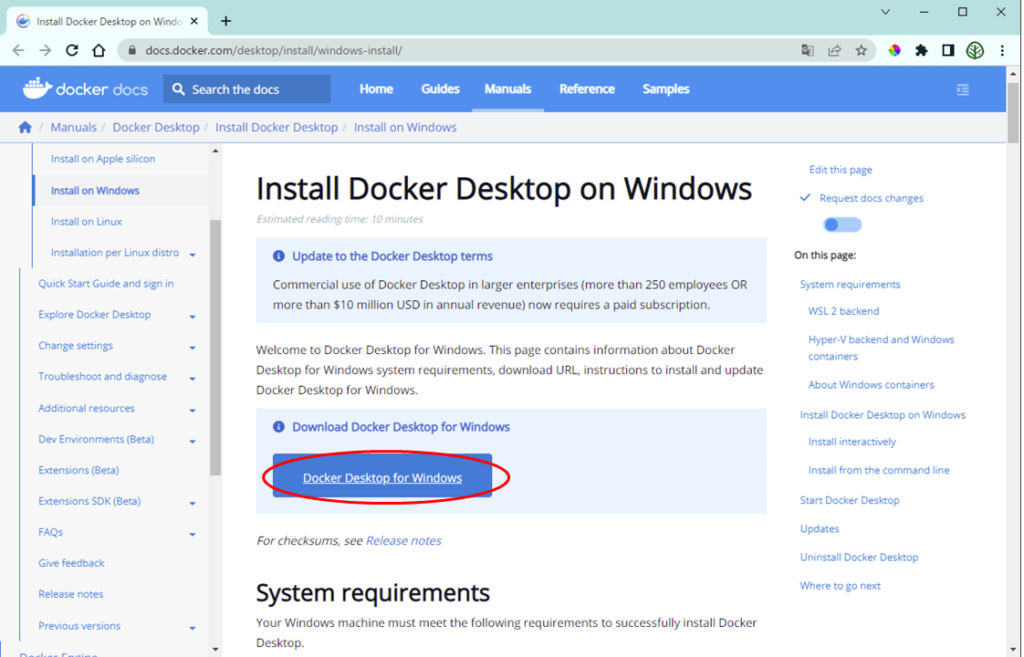 Docker Desktopダウンロードページ